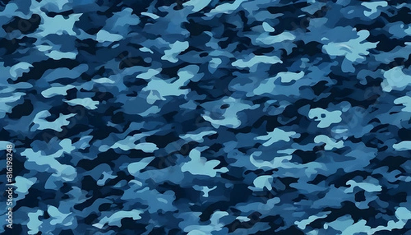 Fototapeta 
Military blue background camouflage pattern army texture, dark blue background, navy print