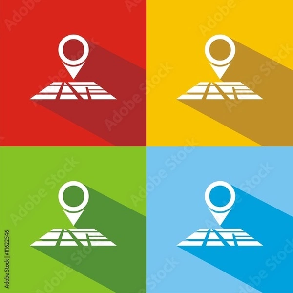 Obraz Iconos mapa ubicación colores sombra