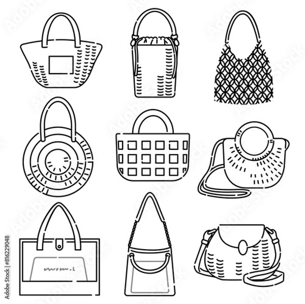 Obraz かご＆クリアバッグセット　線画
