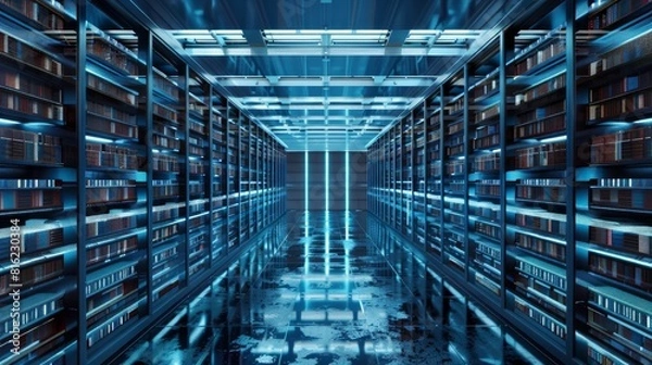 Fototapeta Room filled with virtual database elements.