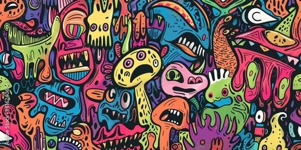 Fototapeta cartoon alien monsters, aliens and strange creature