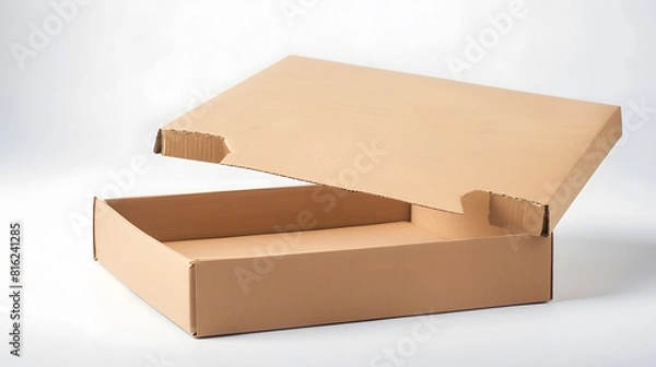 Fototapeta Blank Cardboard Pizza Box with Copy Space for Your Design on a white background : Generative AI