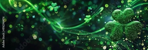 Fototapeta Defocused green particles background. Green bokeh background, Suitable as an abstract st patrick's day background.