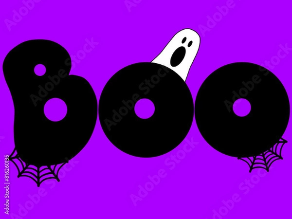 Fototapeta Boo Halloween Ghost web - purple background 