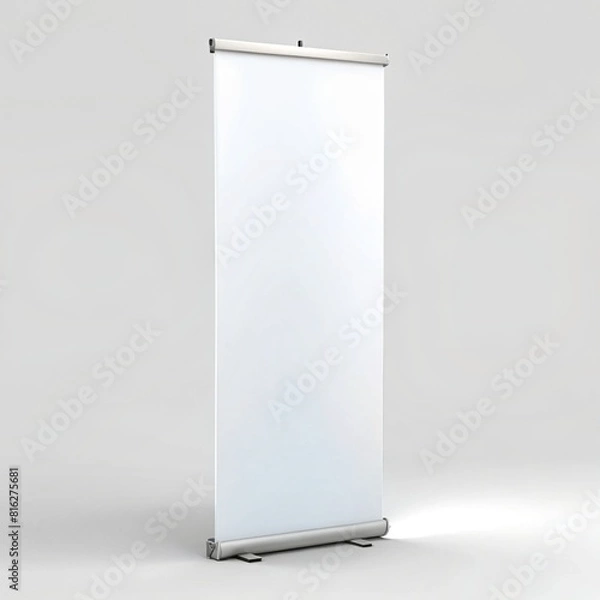 Fototapeta Blank White Pull-Up Roll-Up Banner Display Stand Isolated on White Background