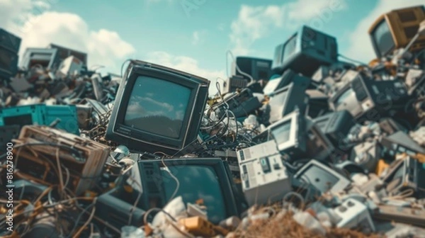Fototapeta Close-up of Electronic waste. E-Waste, Environment, Recycling Concept