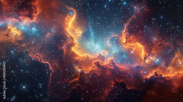 Fototapeta Starry Splendor Exploring the Cosmic Symphony of Star Fields and Nebulae, a Celestial Wonderland Awaits