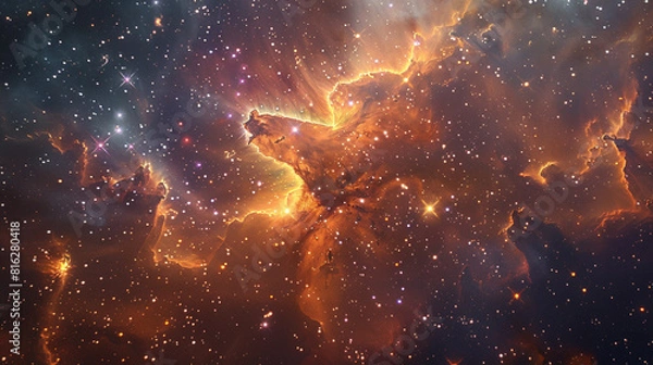Fototapeta Starry Splendor Exploring the Cosmic Symphony of Star Fields and Nebulae, a Celestial Wonderland Awaits