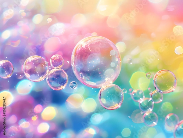 Obraz Multicolored bubbles on a dark background