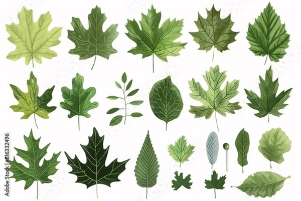 Obraz Collection of Stylized Maple Leaf Patterns