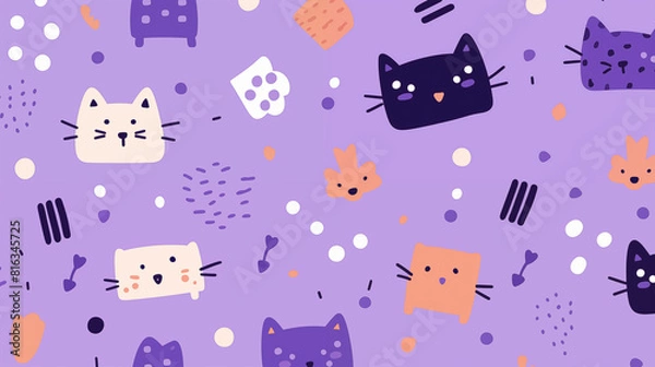 Fototapeta Purple Geometric Baby Clothes Image, Pattern Style, For Wallpaper, Desktop Background, Smartphone Cell Phone Case, Computer Screen, Cell Phone Screen, Smartphone Screen, 16:9 Format - PNG