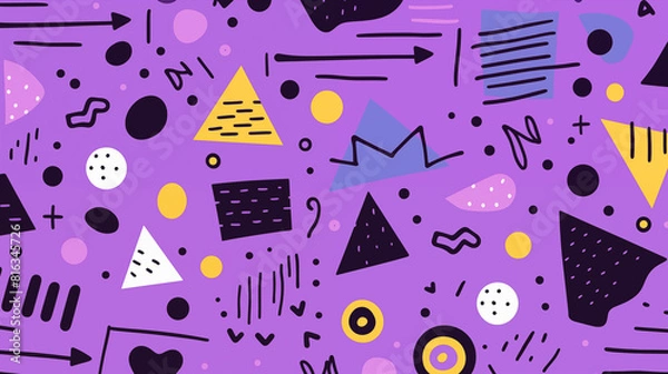 Obraz Purple Geometric Baby Clothes Image, Pattern Style, For Wallpaper, Desktop Background, Smartphone Cell Phone Case, Computer Screen, Cell Phone Screen, Smartphone Screen, 16:9 Format - PNG