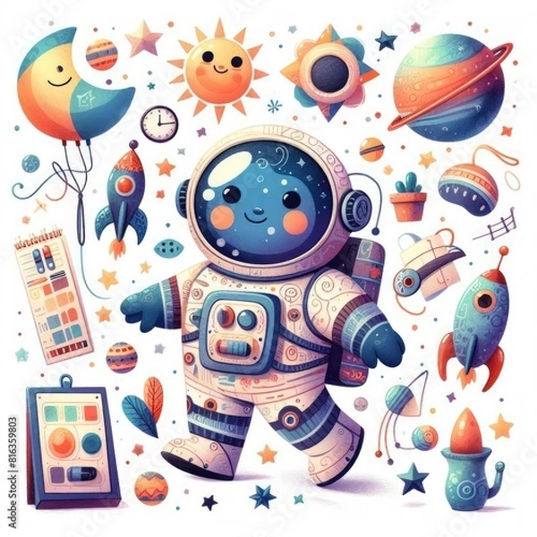 Fototapeta Child-Friendly Cartoon Astronaut