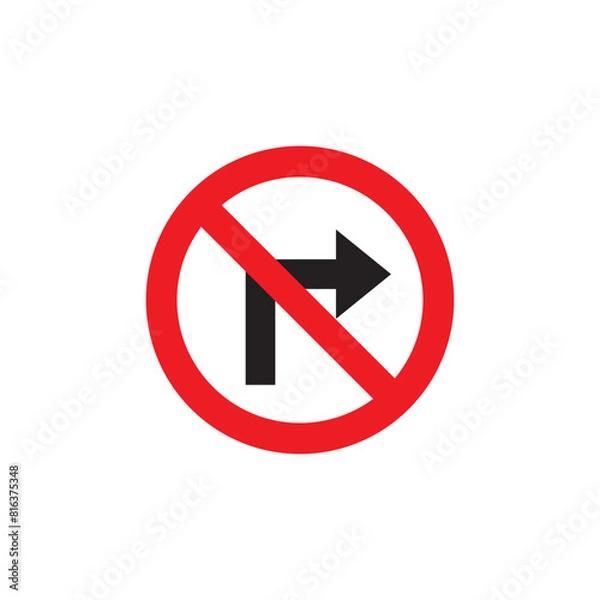 Fototapeta right turn prohibited icon