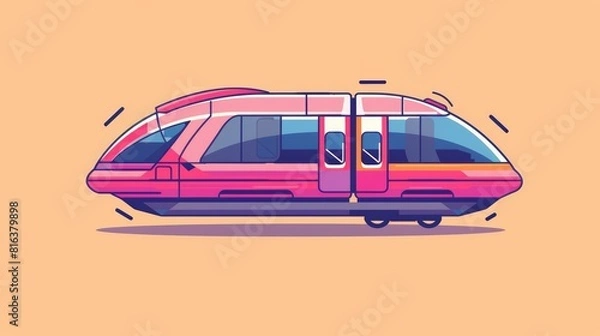 Fototapeta Solid HUD icon of a highspeed monorail, illustrated in solid colors to emphasize its streamlined design and efficiency, perfect for a kawaii template sharpen with copy space