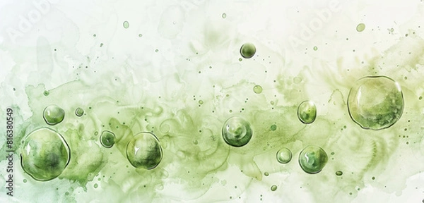Fototapeta Holographic gradient enhances moss green blob bubbles.