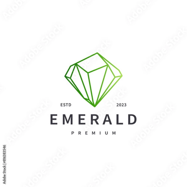Fototapeta emerald gem logo design with line art style