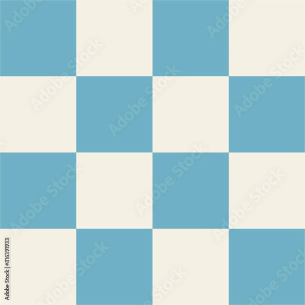 Obraz Blue and Bone White Seamless Checkered Pattern	