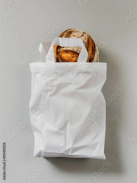 Obraz Paper bag and bread bakery packaging mockup