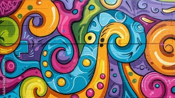 Obraz Bold, vibrant mural with stunning visual impact, Ai Generated
