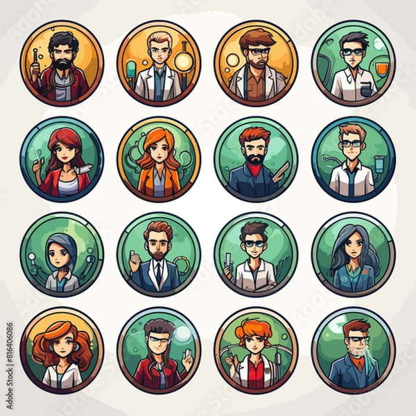 Fototapeta various doctor and medical devices icons on a white background 