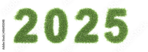 Fototapeta New Year 2025 Creative Design Concept with grass  - 3D Rendered Image	
