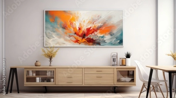 Fototapeta Enhance your home decor with this stunning abstract painting, featuring vibrant colors and a unique design. Perfect for adding a touch of elegance to any room.