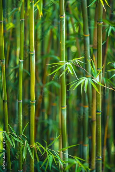 Fototapeta Bamboo Forest In The Form Of A Tourist Photo For Background Created Using Artificial Intelligence