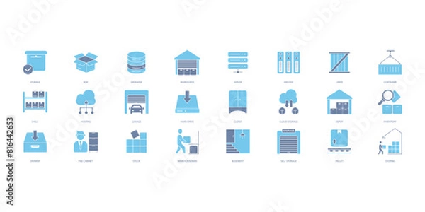 Fototapeta Storage icons set. Set of editable stroke icons.Set of Storage