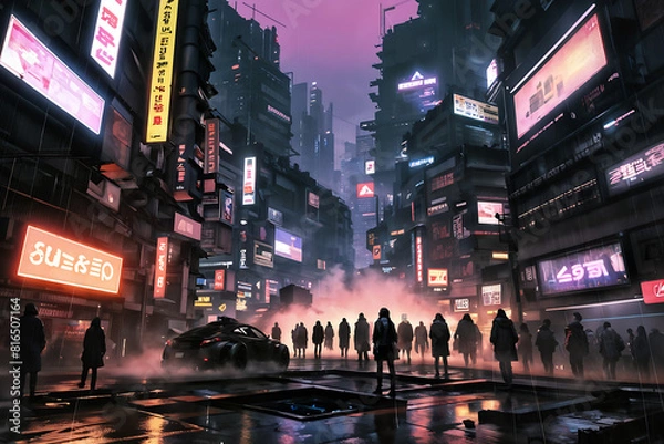 Fototapeta 사이비 펑크 배경 Generative AI