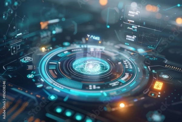 Fototapeta futuristic user interface of a holographic display