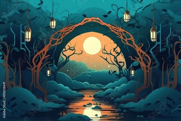 Obraz a full moon with a full moon and a full moon.