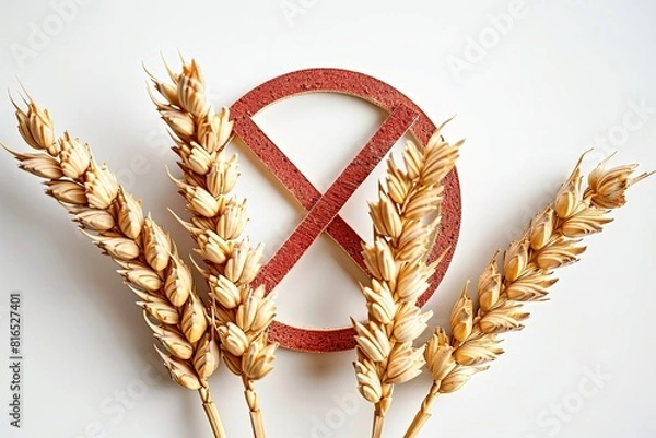Fototapeta A wheat stalk with a red X on it. Celiac