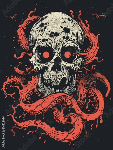Obraz Abstract vector illustration of a skull for printing on a T-shirt.
