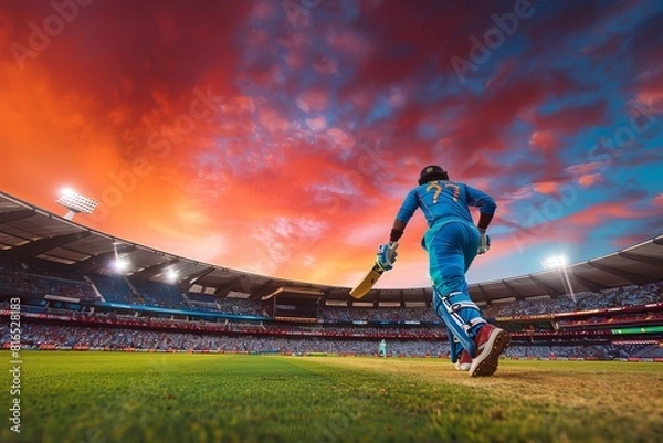 Obraz  Cricket player hitting the ball, AI generated Image 