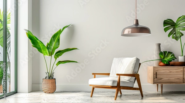 Fototapeta Modern minimalist interiors with contrasting tones and natural lighting. Interior design composition.