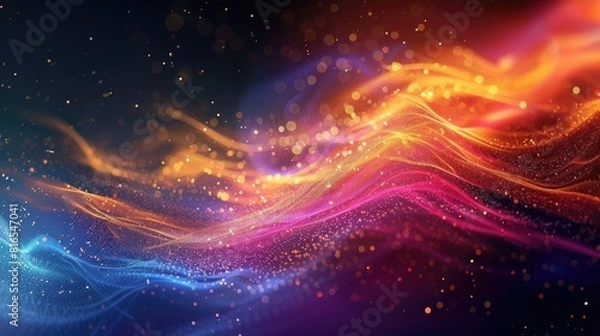 Fototapeta Glowing abstract aurora modern background design. Modern particle liquid dynamic background template