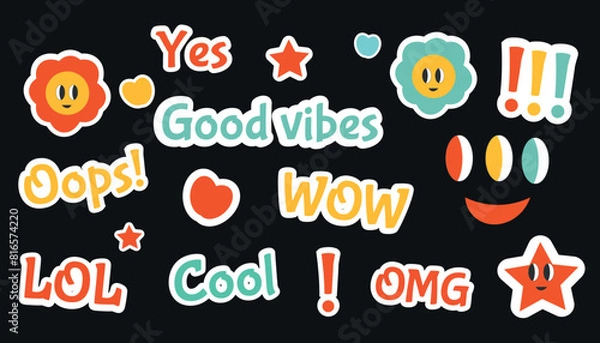 Fototapeta set of y2k sticker. vector illustration