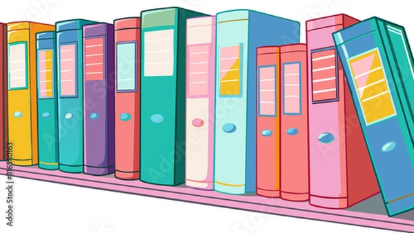 Fototapeta Colorful Assortment of Books on Shelf Illustration. Book Lovers Day