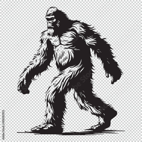 Fototapeta Simple big foot character logo icon, black vector illustration on transparent background