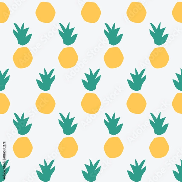 Fototapeta seamless pattern, pineapple art surface design for fabric scarf and decor
