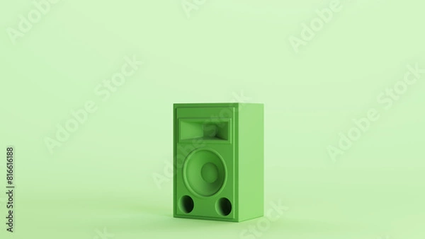 Fototapeta Green speaker audio equipment hi-fi loudspeaker music soft tones mint background 3d illustration render digital rendering