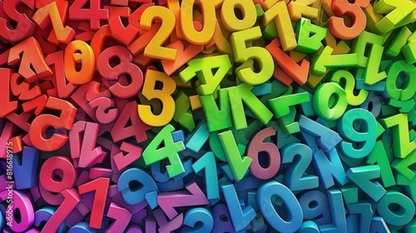 Obraz Vibrant Collection of Colorful Numerology Figures