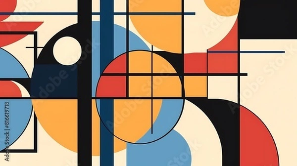 Obraz Abstract geometric Bauhaus primary color composition.