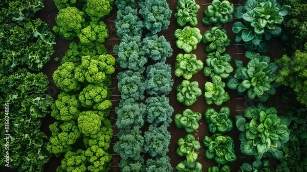 Fototapeta Aerial view of a high-tech organic vegetable farm with advanced systems