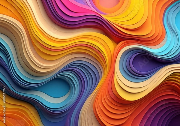Fototapeta abstract colorful wavy layered paper background
