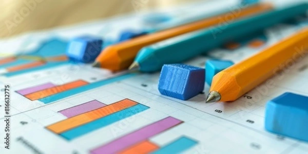 Fototapeta Close-up of a financial graph showing positive growth trends