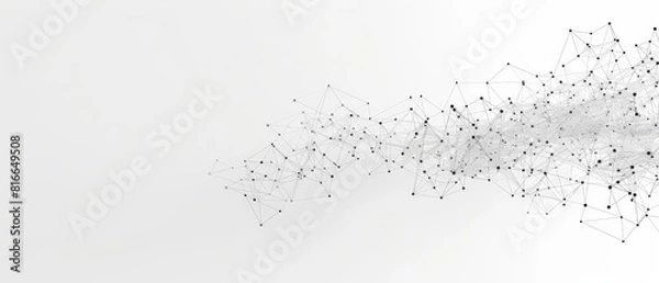 Fototapeta Detailed close-up of a white abstract network with interconnected nodes and lines on a graph background, symbolizing data analysis and connections..