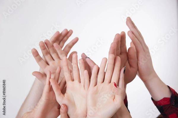 Obraz many hands reaching up