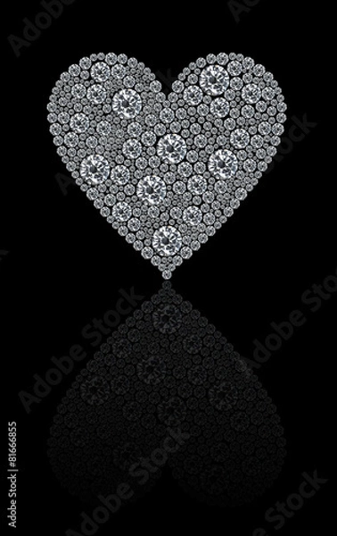 Obraz Round diamonds heart isolated on a black background